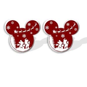 Mickey Mouse Earrings ~ Minnie & Mickey Santa’s Sleigh in the Sky ~ Brand New!